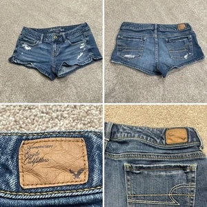 y2k Grunge Festival American Eagle Denim Shorts 4 distress low rise daisy dukes - Bild 1 von 12