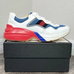 Size G8 / 8.5 US - Gucci Rhyton Epilogue Web Men’s Blue White Red Leather - Picture 1 of 8