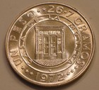 1972 SILVER PESO OF DOMINICAN REPUBLIC GEM BU CENTRAL BANK