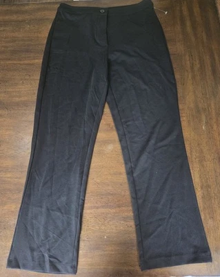 NUEVO Pantalones Appleseeds Petites PS Elastizados Ponte Botón Delantero Pierna Recta Negros Foto 1 de 3