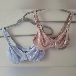 Soma 2pcs Blue Nude Lace Floral Sexy Coquette Underwire Bras 32DD - Picture 1 of 10