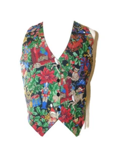 111 Main Teddy Bear Santa Toys Ugly Christmas Vest Size Large - Picture 1 of 4
