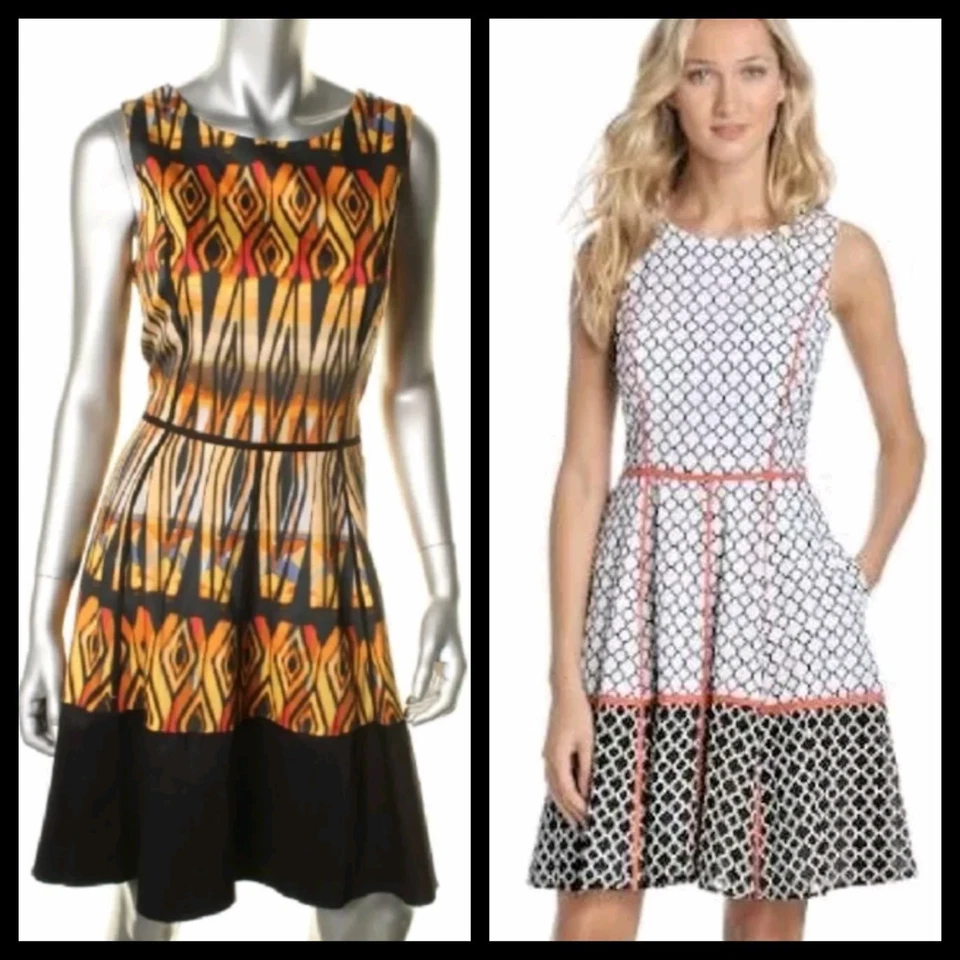 $138 Vestido JESSICA SIMPSON Blanco Azul Marino Bordado Multi Recorte Espalda ~ 6,8 M3020 Foto 1 de 1