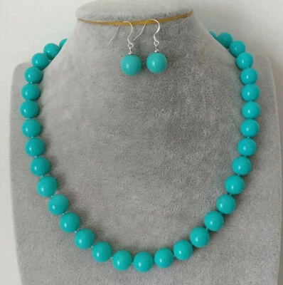 Parure collana e orecchini autentico turchese naturale con GARANZIA 8 mm NUOVA - Immagine 1 di 4