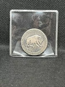 Flip Coin Bull And Bear Heads And Tails 1930s Sterling Silver Stock/Bet Token - Picture 1 of 8