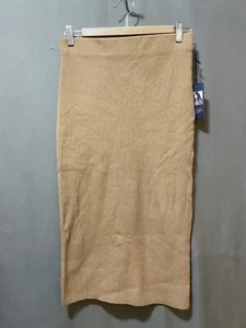 NWT RACHEL ROY Women Elastic Waistband Sweater Rib Knit Midi Skirt Size S Camel - Picture 1 of 10