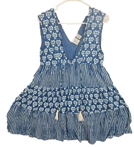 Vestido Goa Beechwear Cubre Borlas Azul Floral Para Mujer XS NUEVO CON ETIQUETAS - Imagen 1 de 6