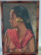Bali oil painting signed HASIM (1921-1982) Indonesian  antique portrait