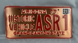 Arizona 1977 Historic Vehicle Copper License Plate ASR1 - Picture 1 of 6