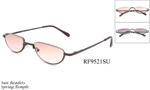Tinted Reading Glasses Sun Reader Fashion Half Rim Moon Shaped Spring Hinged - Picture 1 of 13