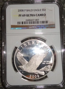 2008-P Bald Eagle Silver Dollar Commemorative NGC PF 69 UC - Picture 1 of 2