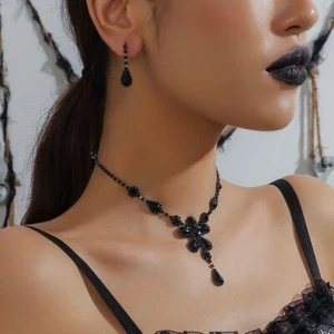 Fashion Jewelry Set Gift Women's Designer Party Rhinestone Earrings Necklace - Bild 1 von 3