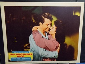 Lobby Card 1957 THE BROTHERS RICO Richard Conte Dianne Foster embrace Mafia