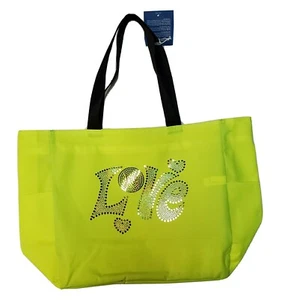 Love Softball Mom Tote Bag Yellow 12x14x6 - Picture 1 of 4