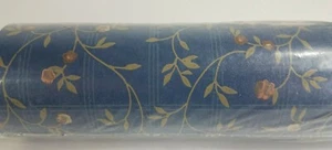 NIP York Wallcoverings blue floral vine prepasted vinyl wallpaper 20.3" x 32.8' - Picture 1 of 9