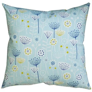 Geometric Scandi Floral Extra-Large Cushion. Abstract Duck Egg Blue. 23x23" - Picture 1 of 3
