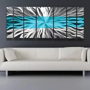 Metal Wall Art Blue Modern Abstract Sculpture Painting Home Decor by Brian Jones - Picture 1 of 7