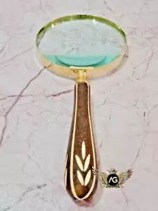 Antike Messing & Perlmutt Lupe Kartenleselupe Glas - Bild 1 von 5