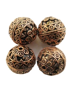 6 PCS 16MM SOLID COPPER SOLID COPPER BALI BEAD ANTIQUE COPPER 361 FUL-282 - Picture 1 of 1