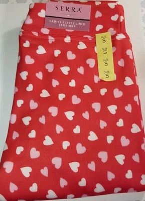 Leggings forrados de lana para dama talla pequeña rojo blanco y rosa corazones nuevos con etiquetas Foto 1 de 3