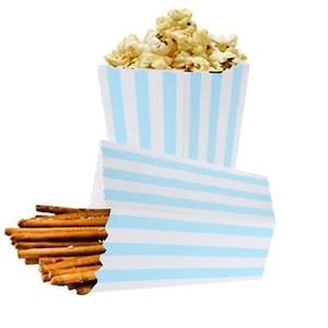 Popcorn Boxesstripe Pattern Decorative Dinnerware For Party12 X 7cm24pcs blue - Picture 1 of 5