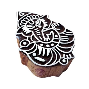  Indian Lord Ganesh Pattern Wooden Blocks DIY Henna Fabric Textile Paper Clay  - Picture 1 of 4
