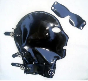 Latex Hood with Removable Eyes Mask and Collar Rubber Mask Cosplay Club Wear - Picture 1 of 7