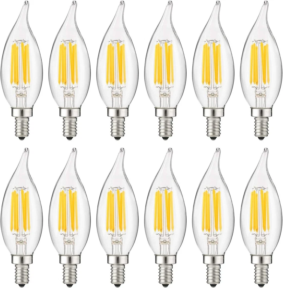 Sunlite LED Filament Flame Tip Chandelier 5W (60W Equals) Dim 4000K-Cool White - Image 1 of 2