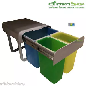 PATT3 Pattumiera differenziata EKKO 3 cesti sottolavello cucina 32 L. 2x8 1x16 - Foto 1 di 2