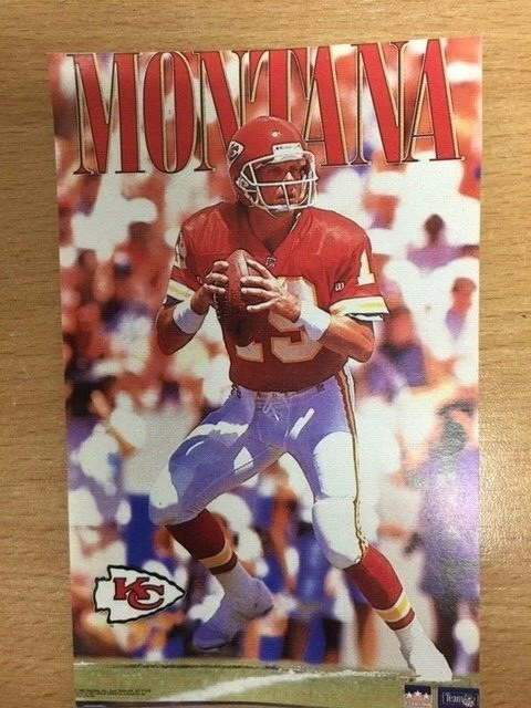 Póster original Starline de Joe Montana Kansas City Chiefs mini pieza promocional 3x5 Foto 1 de 1