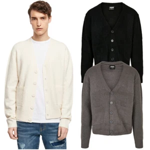 Urban Classics Chunky Cardigan Jacket Button Placket Knit Vest V-Neck Basic - Picture 1 of 34