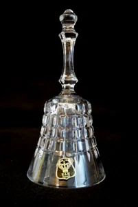 Vtg Lead Crystal Bell E&R France Golden Crown Block Waffle Pattern 6 x 3 - Picture 1 of 3