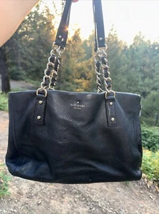 Kate Spade New York Cobble Hill Andee Leather Chain Shoulder Bag/Purse in Black - Picture 1 of 9