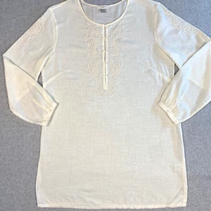 J Crew Top Mujer Pequeña Túnica Algodón Lino Bordado Costero Abuela Boho - Imagen 1 de 7