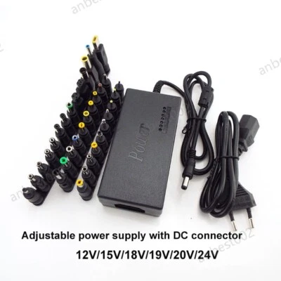 Adjustable AC TO DC 12V 15v 16v 18v 19v 24V  Power supply DC plug For pc Eu US - Image 1 of 4