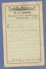 1872 WA Jones Druggist Apothecary Warrenton Missouri Prescription Receipt No 506
