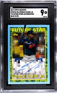 2019 Topps Archives #94FSA-RAJ Ronald Acuna Jr FS Auto Blue SGC 9 /25 - Picture 1 of 2