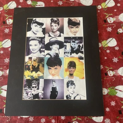 Коллаж из 12 известных картин ОДРИ ХЕПБЕРН в коврике (готов к кадрированию) -16 дюймов x 20 дюймов - Изображение 1 из 4