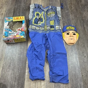 Vintage 1970s Ben Cooper SWAT Police Halloween Costume & Mask w/ Box Medium 8–10 - Picture 1 of 22