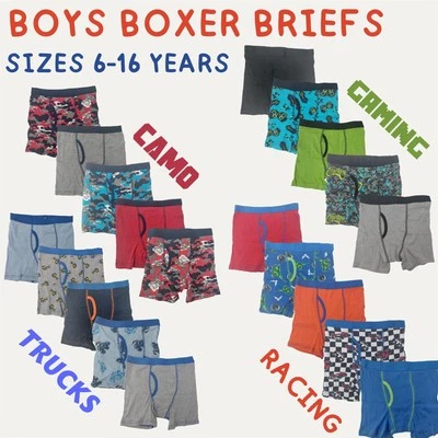 Kids Boys Boxer Briefs Shorts Pants Underwear Multipack 100% Cotton Sizes 2-14Y - Image 1 of 3