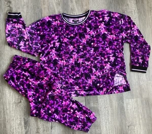 SIMPLY VERA WANG Size XL 2 Pc Pajama Set Joggers Purple Floral Fleece Pockets - Picture 1 of 18