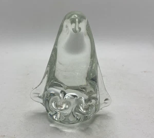 FIGURINA FERMACARTE PINGUINO 3" VETRO ARTISTICO SOFFIATO A MANO VINTAGE TRASPARENTE - Foto 1 di 8
