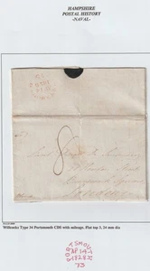 1828 HANTS PHILIP DE SAUMAREZ ON HMS BLOND PORTSMOUTH PMK CHATTY NAVAL LETTER - Picture 1 of 4
