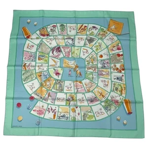 HERMES Scarf Carre 90cm Le jeu des petits bonheurs 100% Silk Green Multi R8151 - Picture 1 of 6