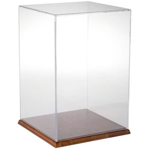 Plymor Clear Acrylic Display Case with Hardwood Base, 10" W x 10" D x 15" H - Picture 1 of 2