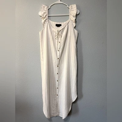 Hatch The Jenna Striped Maternity Dress White Pinstripe Button Front 2 6-8 M - Image 1 of 4