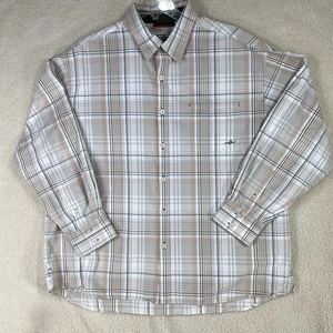 Rocawear Shirt Mens XXXL Tan Green Orange Plaid Long Sleeve Button Down Cotton - Picture 1 of 12