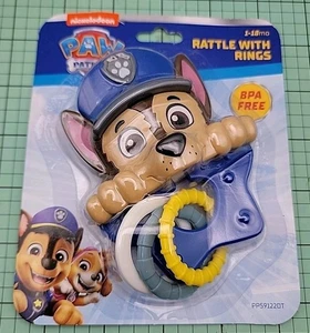 Nickelodeon Brand: Paw Patrol Blue Dog Baby Rattle W/ Rings, New & Free Shipping - Picture 1 of 12