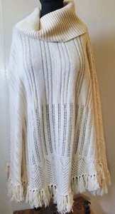 COLDWATER CREEK Turtleneck Knit Long Poncho One Size Cape Lagenlook - Picture 1 of 8