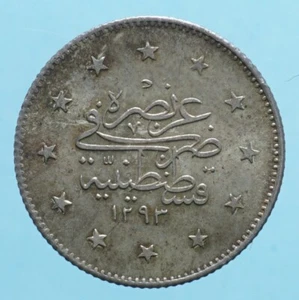 TURCHIA ABDUL HAMID II 2 KURUSH 1293 SILVER COIN NUMISMATICA CURRENCY MONETE - Imagen 1 de 2